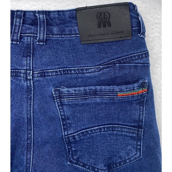 Moderno Men’s Jeans Blue Slim Fit Size 30x30 Pants Dark Wash MJAD016 Mid-Rise - Picture 4 of 12